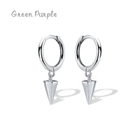 green purple real 925 sterling silver minimalist conical design hoop earrings for women party fine jewelry gift accessories 1625