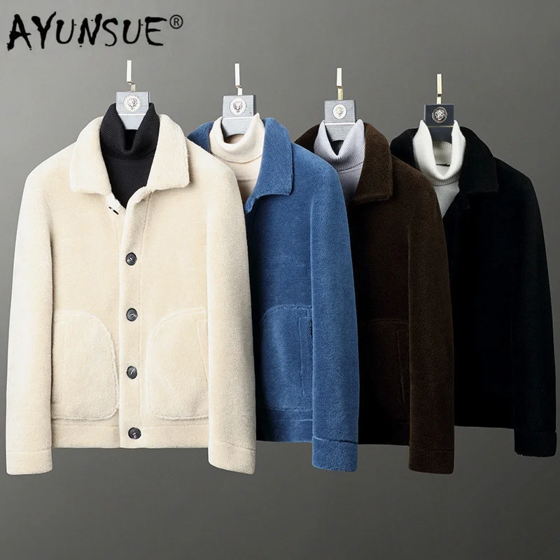 

Short Wool Coat Autumn Winter Men shearling Jacket Mens Coats Overcoat Thick Casual Jackets Kaban Erkek 1811 YY253