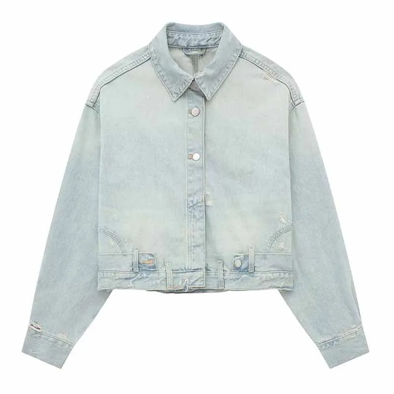 

Women 2023 Autumn New Fashion Casual Denim Jacket Coat Vintage Long Sleeves Button Up Chic Outerwear Stylish Tops