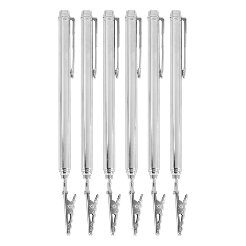 

6Pcs Telescoping Alligator Clip Telescopic Alligator Clamp With Pen Clip Extendable Joint Clamp For Mechanics Automobile