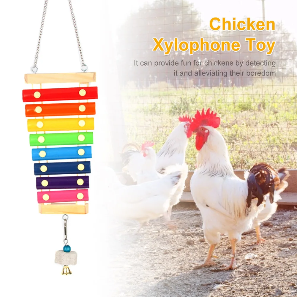 

Chicken Xylophone Musical Toys with 8 Keys Coop Woodpecker Toy Chicken Bird Parrot Macaw Hen