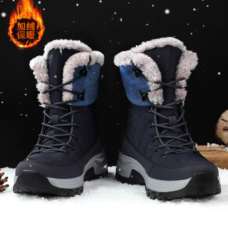 High Top winter Sport Boots For Man Keep Warm Snow Botas Hombre Winter Boot Waterproof Woman Hiking Boots Leather Hunting Shoes