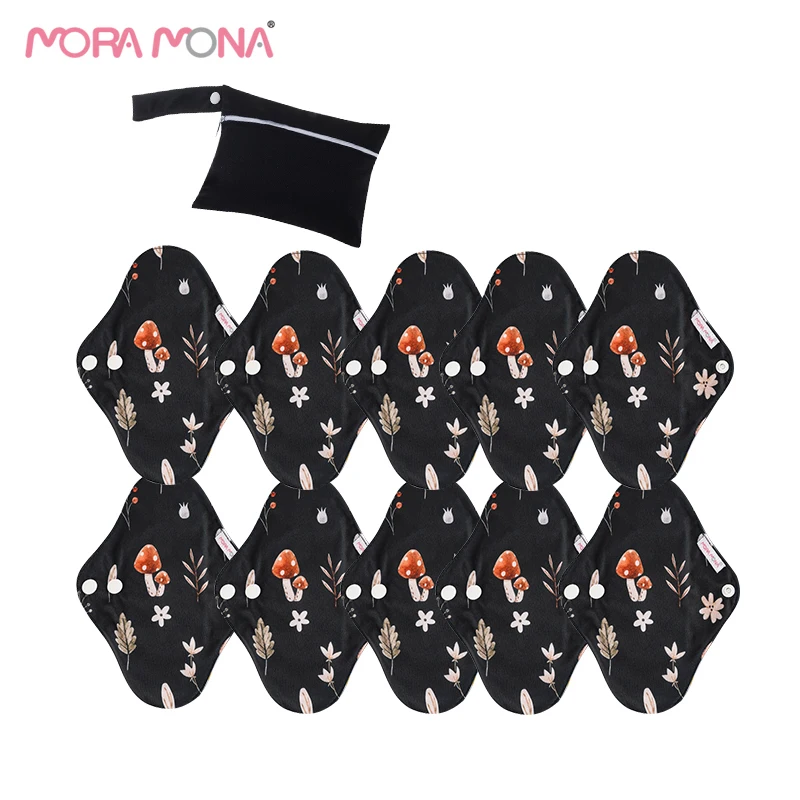 Многоразовые женские гигиенические прокладки Mora Mona, стирающиеся менструальные прокладки из бамбукового угля, женские гигиенические прокладки