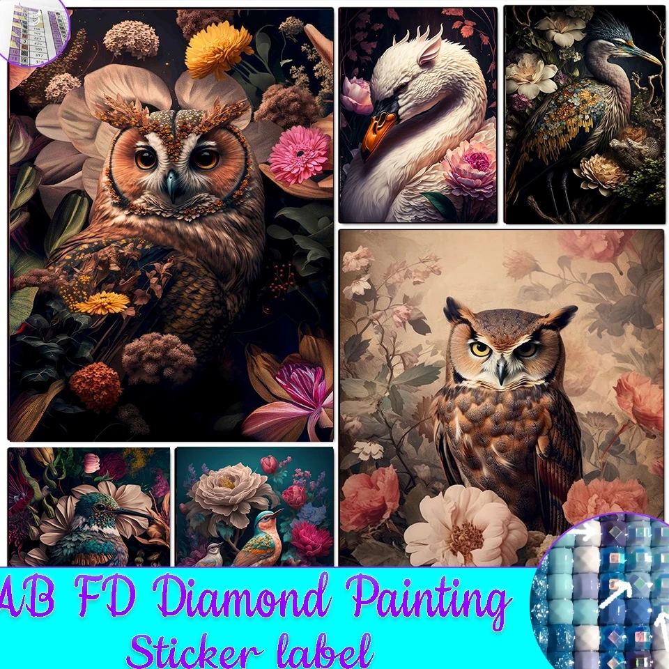 Новая алмазная живопись AB FD с наборами наклеек вышивка крестиком сова птица 5D