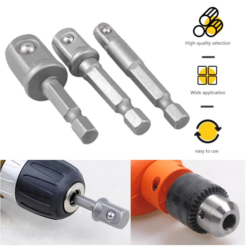 

1/4 3/8 1/2 Hex Power Drill Bit Driver Socket Bits Set Adapter Wrench Sleeve Extension Bar For Electric Screwdriver Bits