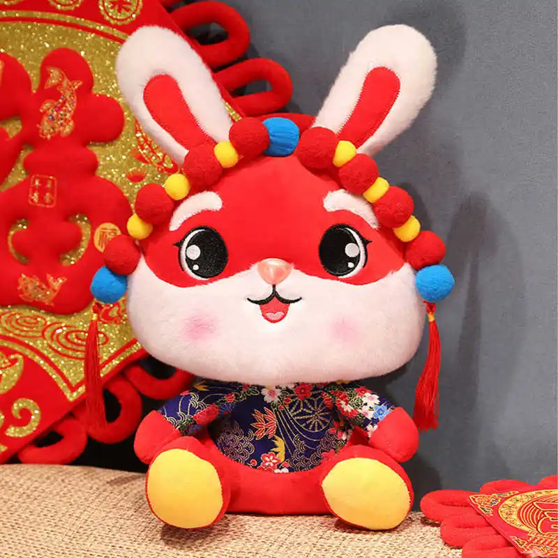 

Colorful Plush Bunny Toy Cute Soft New Year Stuffed Animal Toy Doll Children Adult Plush Doll Home Decoration