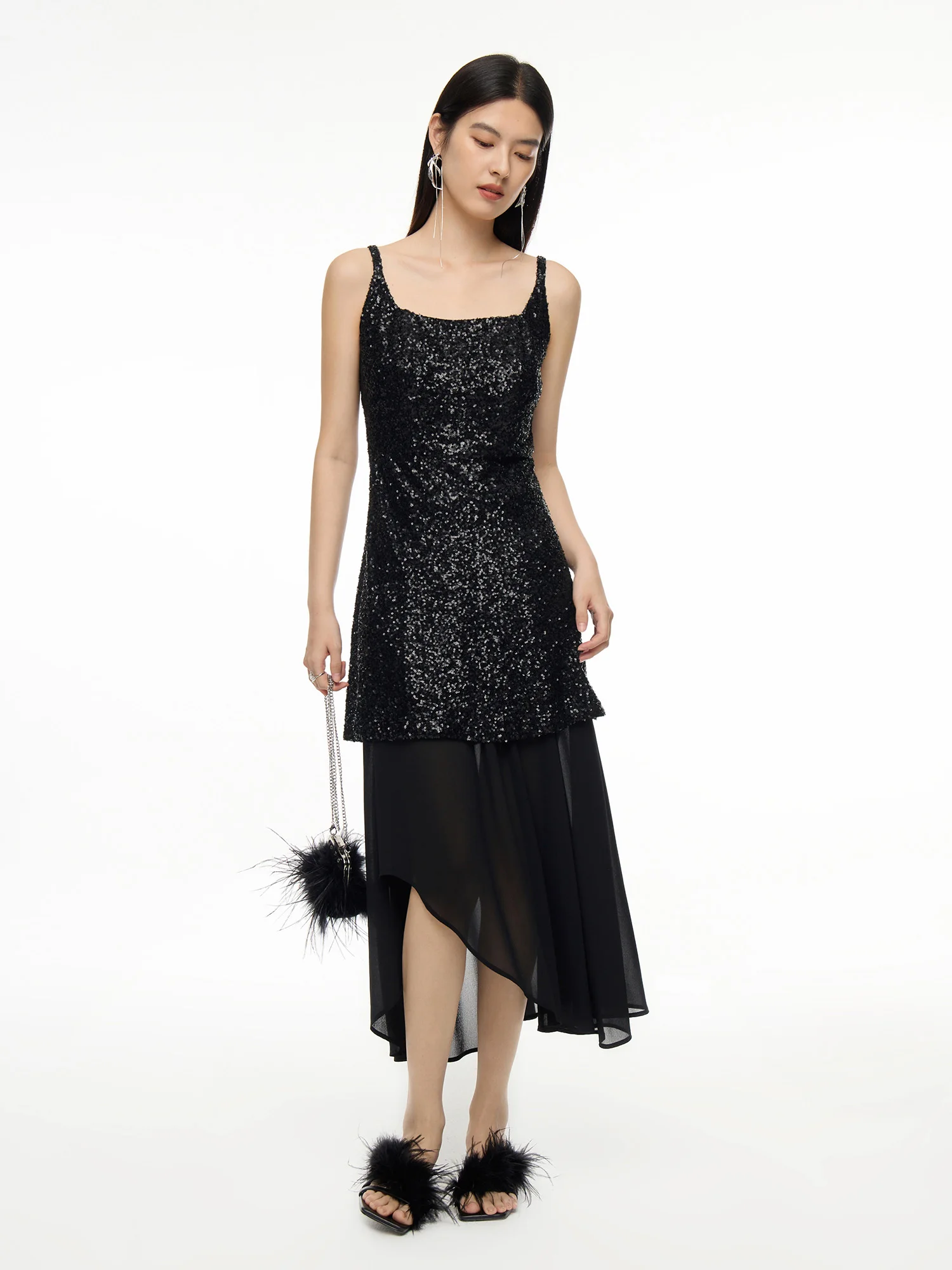 Женские юбки DUSHU черные из полиэстера