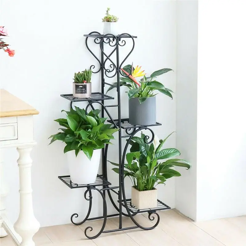 

Decorative Rack Delicate Storage Rack Sturdy Iron Flower Pot Stand (Black)
