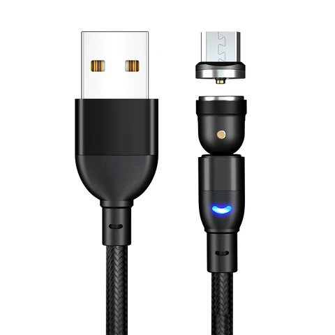Вращающийся на 540 градусов Магнитный кабель для быстрой зарядки, магнитное зарядное устройство, кабель Micro USB Type-C, мобильный телефон провод, шнур для iPhone, Xiaomi