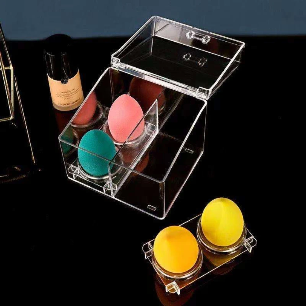 

Dustproof Storage Box Cosmetic Storage Box Waterproof Multifunctional Transparent Powder Puff Holder Makeup Organizer