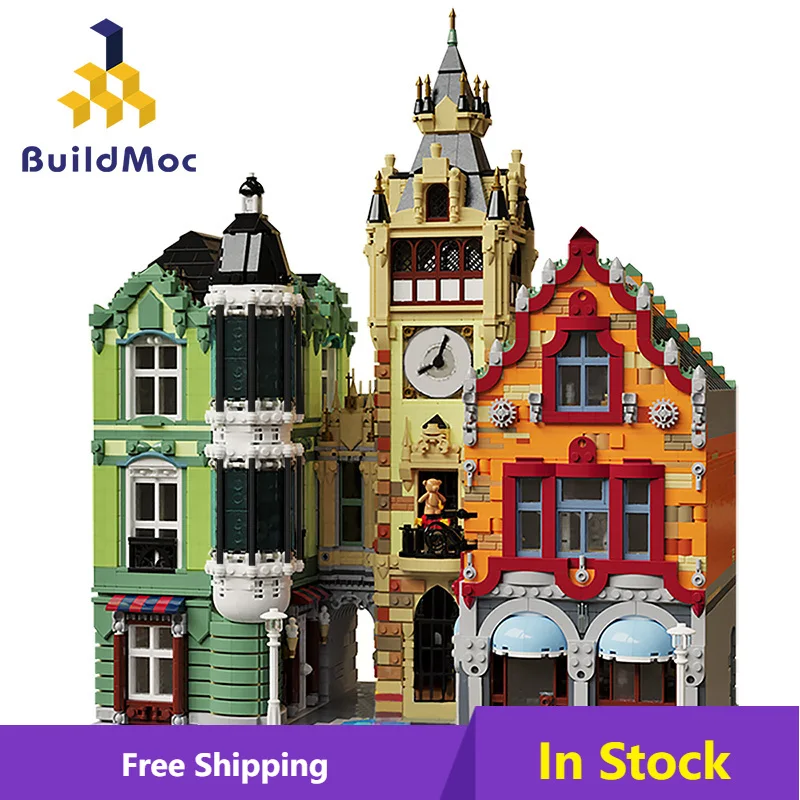

Moc Modular Clock Tower Square European Famous City Architectural Model Educational Building Block Toys For Children