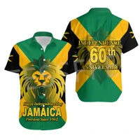 2022 africa country reggae jamaica lion tattoo colorful retro hawaiian beach shirts 3dprint summer funny collar short sleeve z1