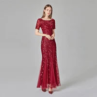 maxi summer dinner prom dresses for women 2022 elegant wedding party cocktail evening lace glitter sequin shining wrap mermaid
