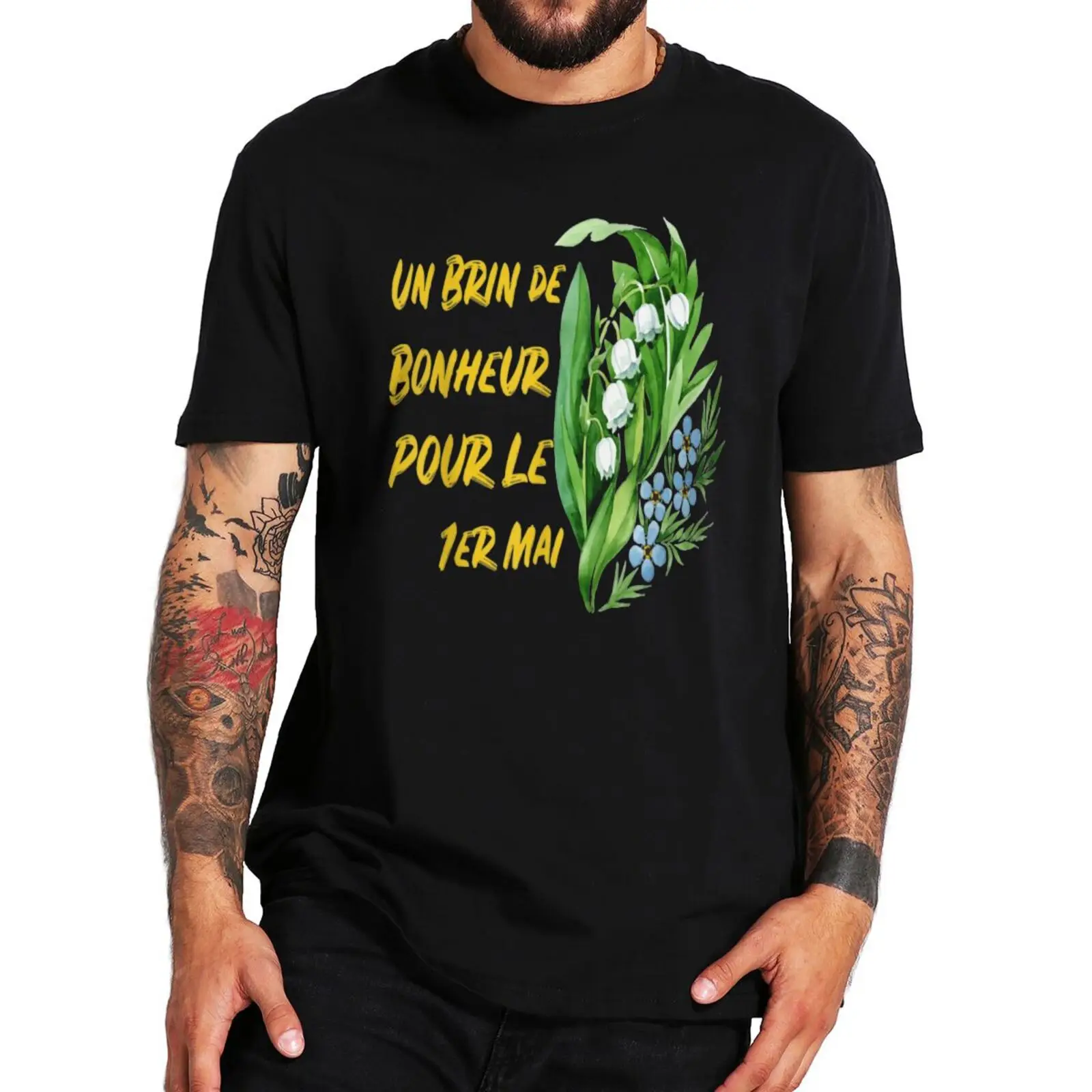 

Un Brin De Bonheur Pour 1er Mai T-Shirt Lily of the Valley Festival Gifts Tee Tops Casual Cotton Premium Sumemr T Shirt EU Size