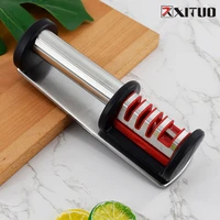 xituo four stage stainless steel knife sharpener multifunction fast manual kitchen knives sharpener have anti slip bottom pad