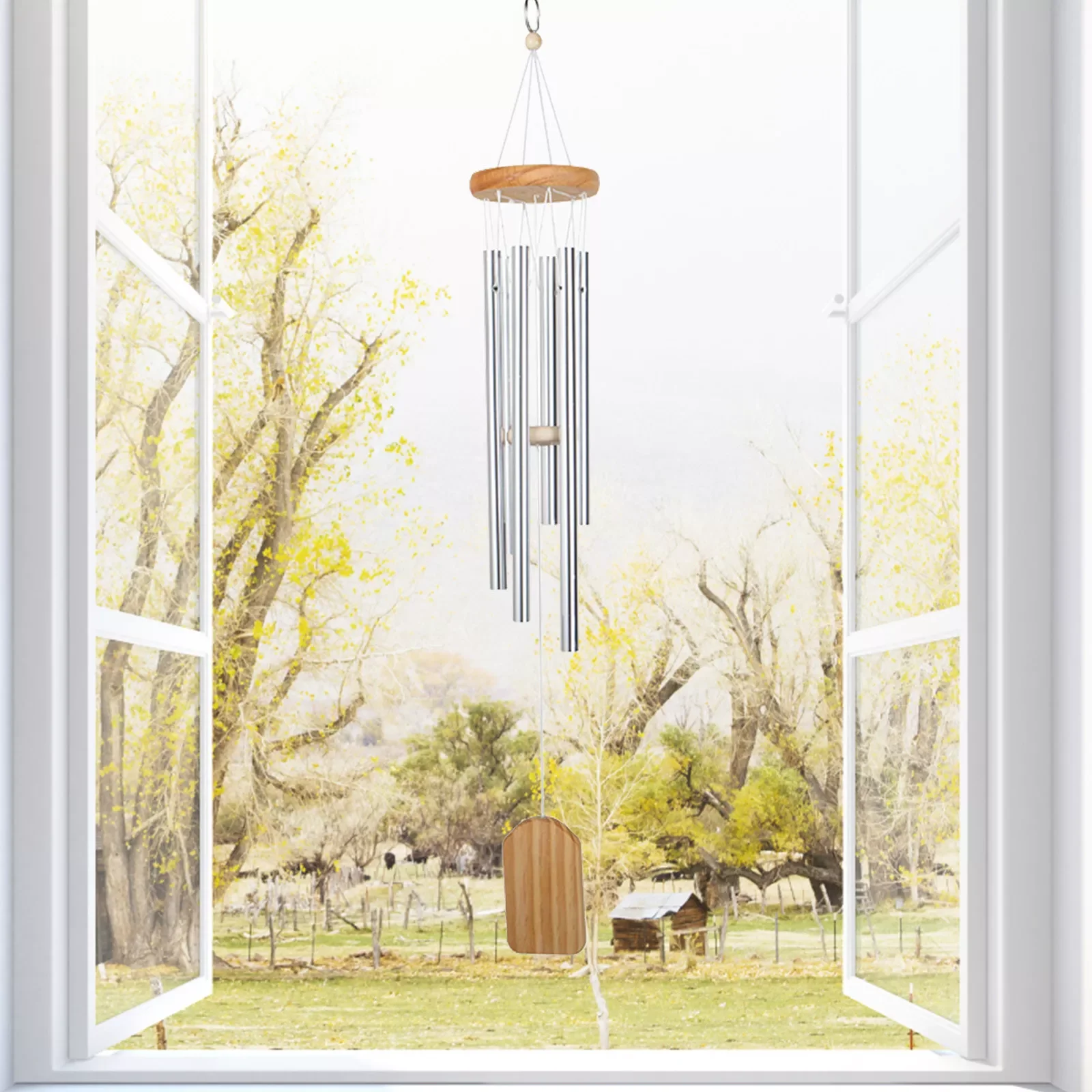 

Chimes Silver Aluminum Chime Windchimes Outdoors With 6 Tuned Great As A Gift Or For Your Own Wind Bell Hanging Pendant
