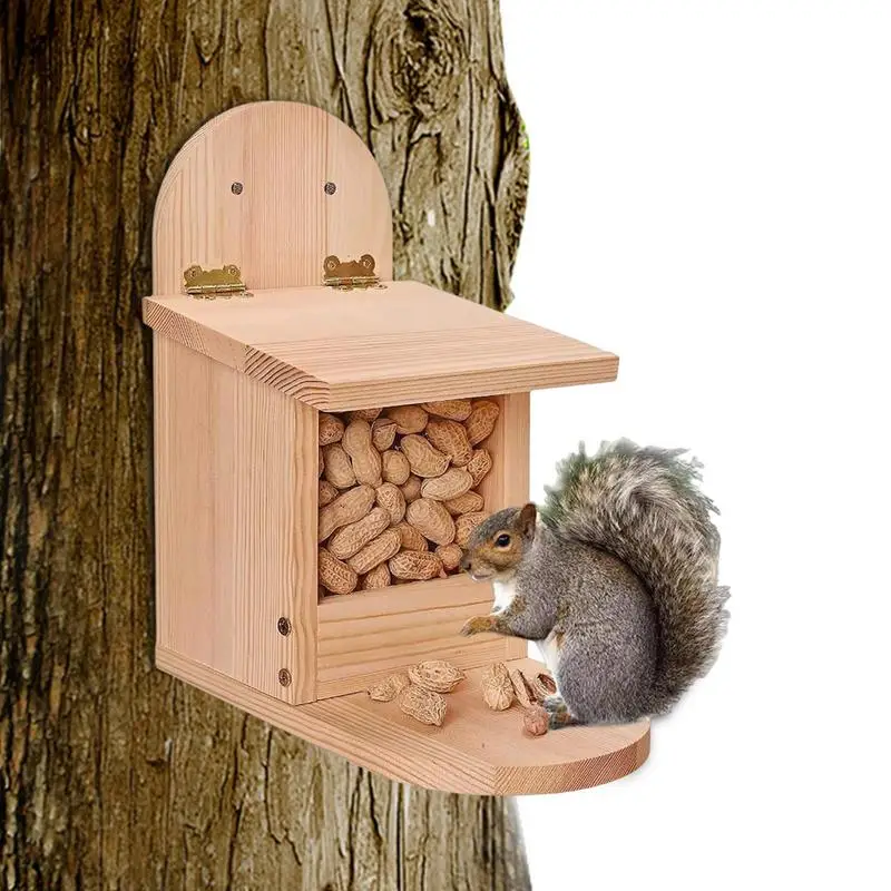 

Squirrel Feeder Box Wooden Squirrel Feeder Outdoor Hanging Bird Feeder Garden Outdoor Squirrel Feeding Box For Hamster Bird