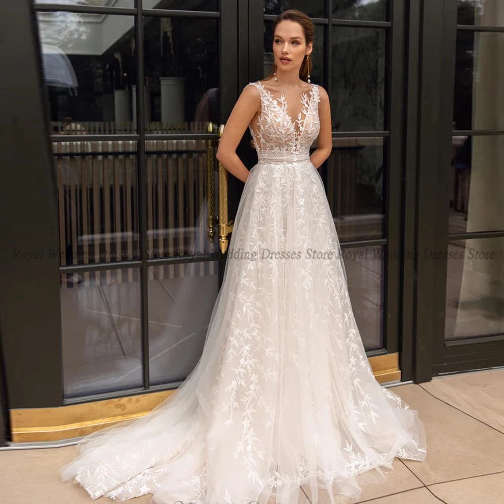 

RANMO Mermaid Wedding Dresses Sleeveless V Neck Handmade Flower Open Back Applique Satin 2022 Floor Length Gowns Robe De Ma