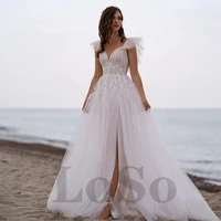 luxury wedding dress off the shoulder exquisite appliques v neck tulle beach glitter sweetheart gown robe de mariee women
