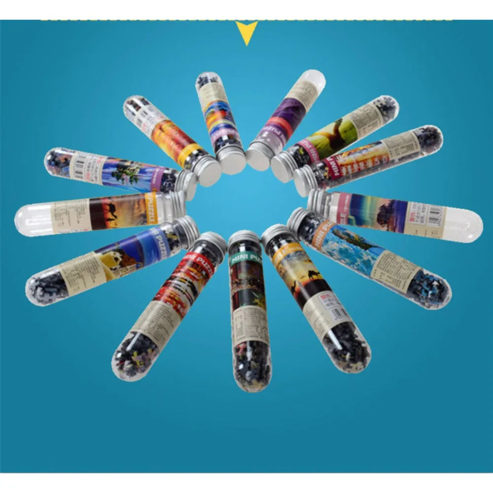 

150 мини-пазл с тестовыми трубками, мультяшный пазл для декомпрессии, детские игрушки-пазлы, креативный подарок с пейзажем