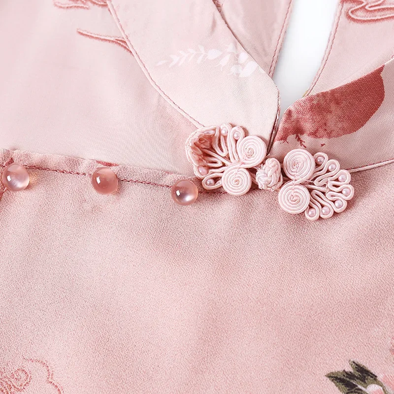 Summer 2023 Improved Version Qipao A- Line Dress Elegant Mother Print Two-Piece Feel Midlife Women's Clothing