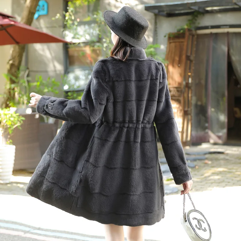 Natural Fur Coats Winter Women Mink Fur Coat Female Genuine Leather Jackets Ladies Oversize Warm Thick Detachable Long 2020 New