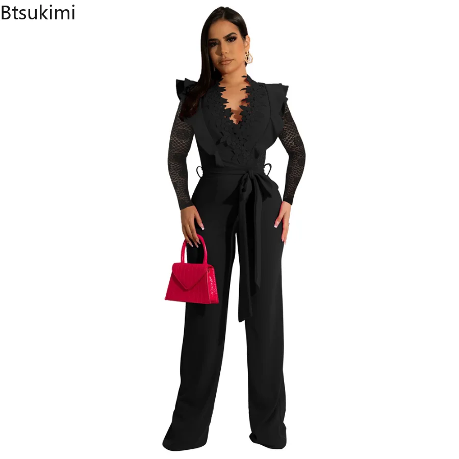 Женский комбинезон New2023 из кружева с длинными рукавами, черный, готический стиль Y2K, сексуальный, с высоким воротником, красный, облегающий, для спорта, на лето, для клуба, топ с открытым телом.