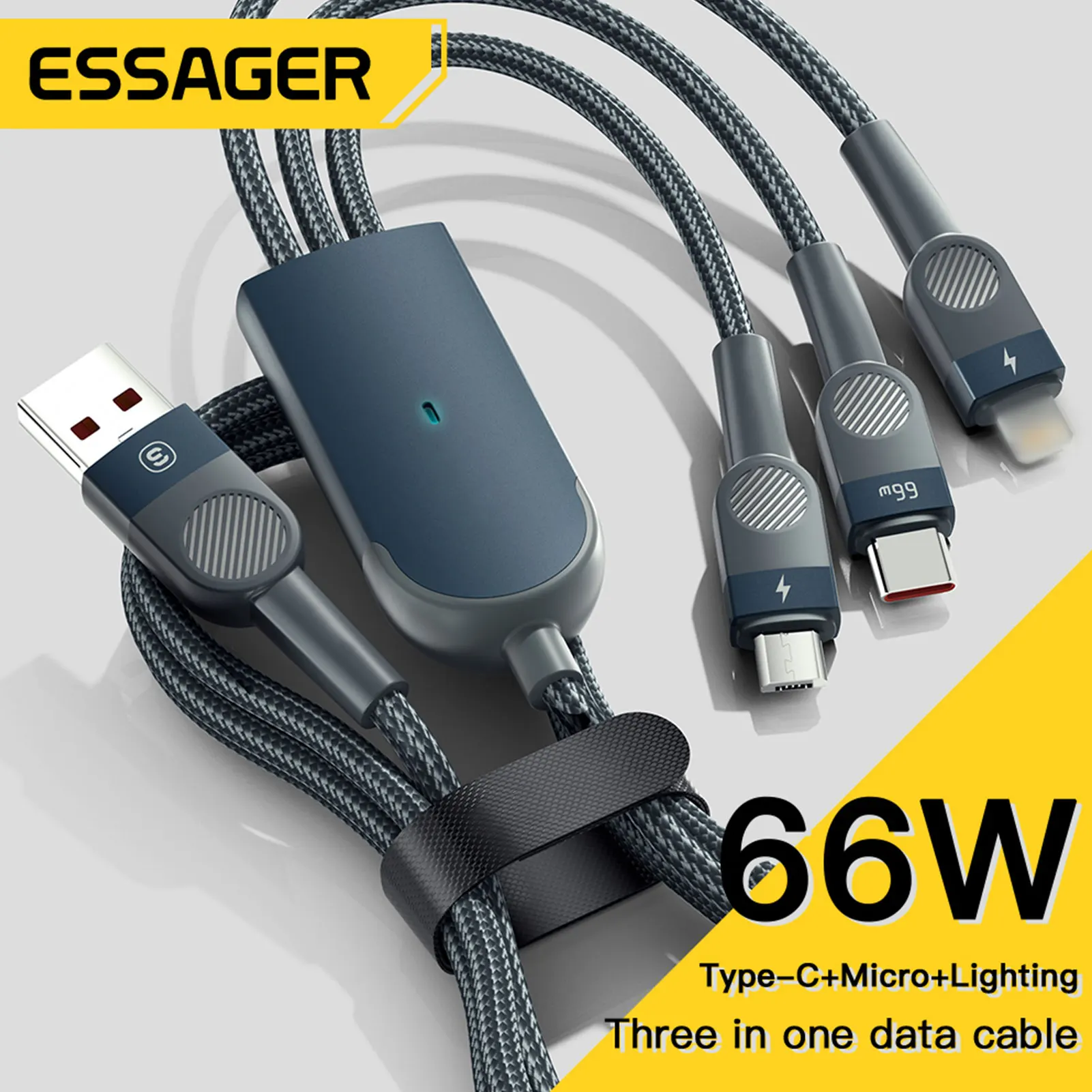 

USB-кабель для передачи данных 3 в 1, 6 А, Тип C, 66 Вт