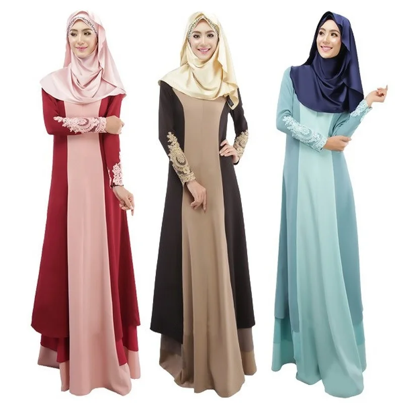 

Мусульманское модное платье Дубай Abaya для женщин халат женский с вышивкой кружевной на молнии длинный рукав халат Длинные платья европейск...