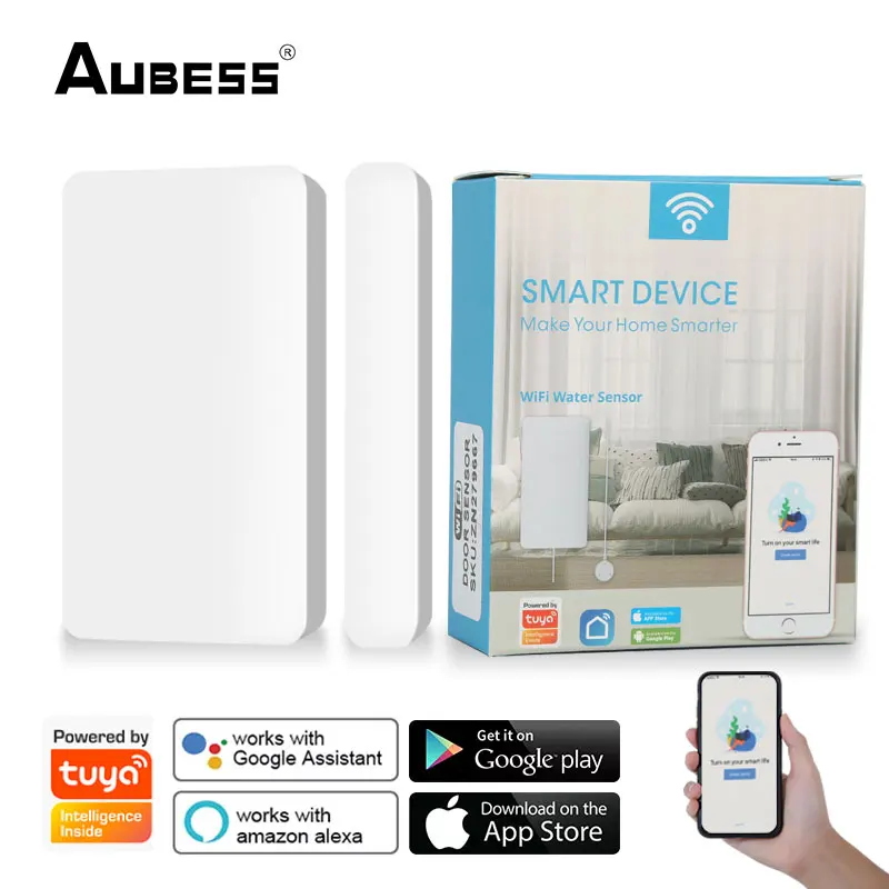 

Aubess 3pcs Tuya Smart WiFi Door Sensor Door Open / Closed Detectors App Notification Alert Alarm For Alexa Google Assistant