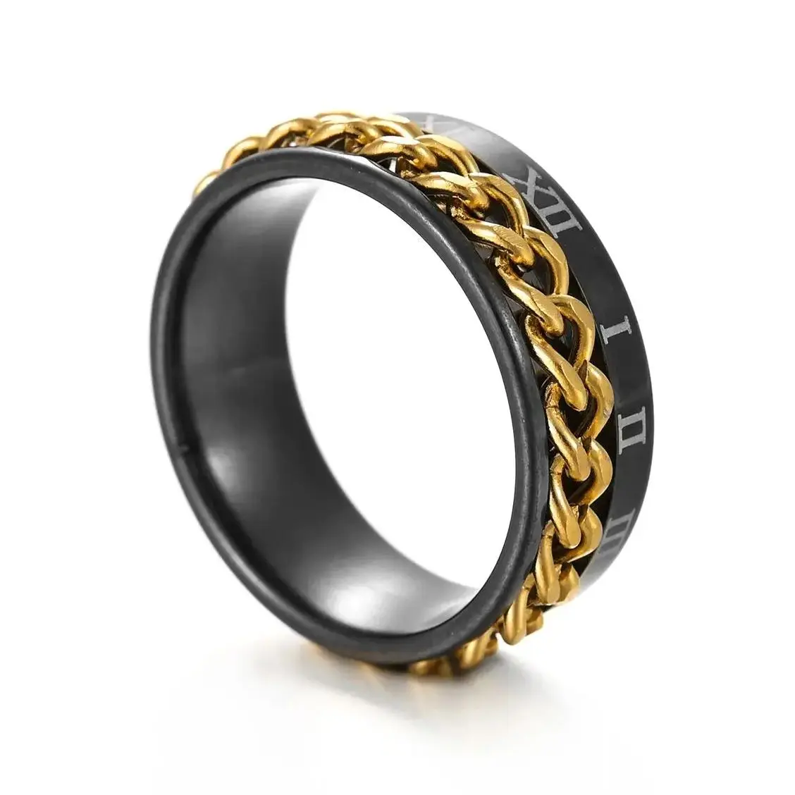 8 мм из нержавеющей стали черный синий вращающиеся кольца-цепочки для мужчин и