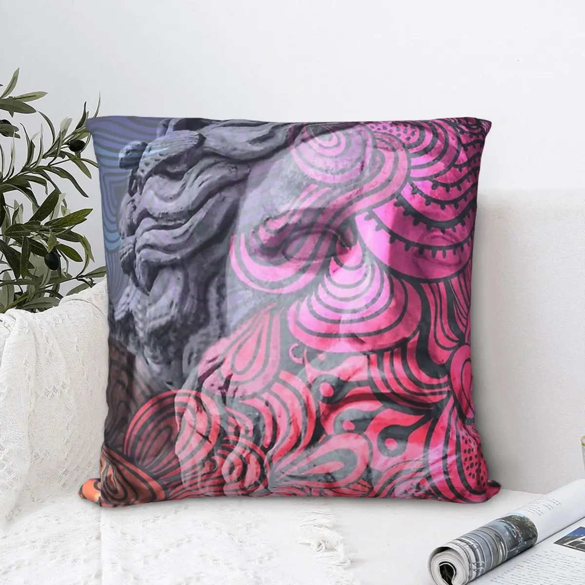 

Psychedelic Zeus Throw Pillow Case Ancient Greek Mythology Short Plus Cushion Covers Home Sofa Chair Decorative Backpack