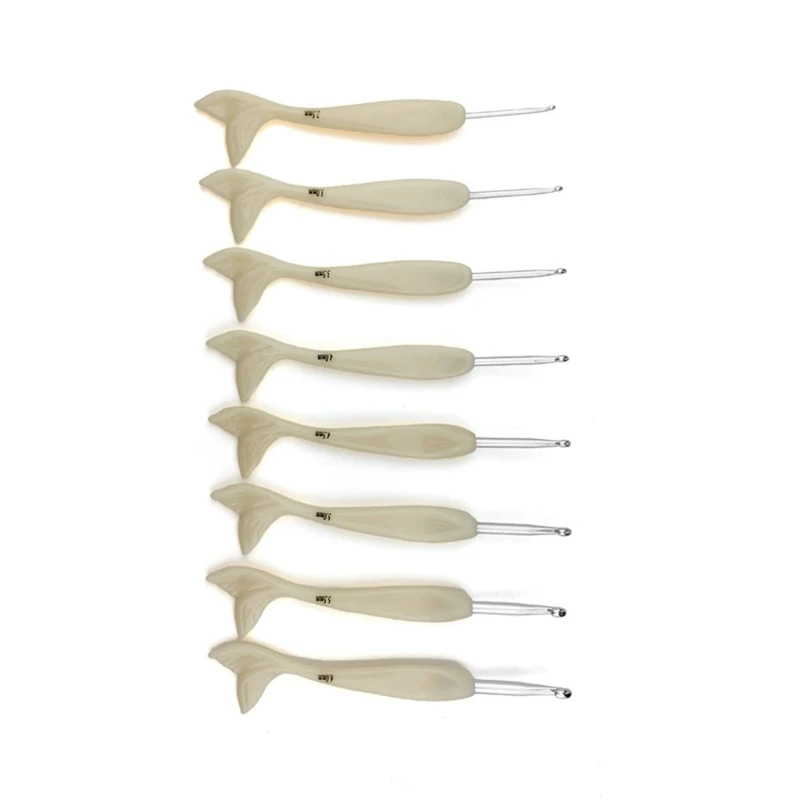 8 шт. 2 5-6 0 мм эргономичный алюминиевый крючок с ручкой из рыбьего хвоста смолы для