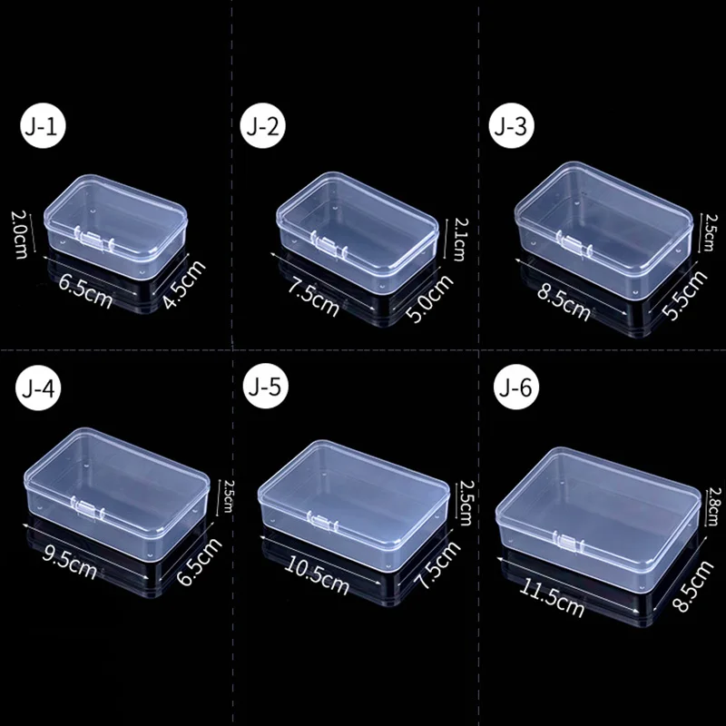 Boîtes de rangement rectangulaires  Mini boîte à bijoux en plastique transparent  conteneur  boîte