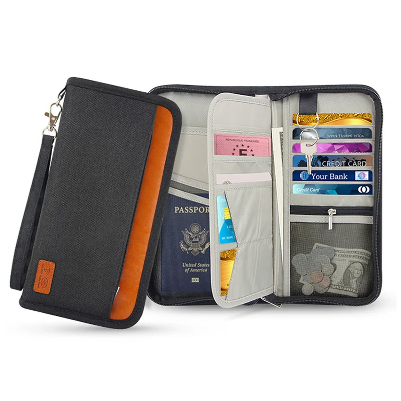 

Passport Bag Business Travel Document Storage Bag RFID Portable Hanging Neck Family Passport Wallet Credit Organizer