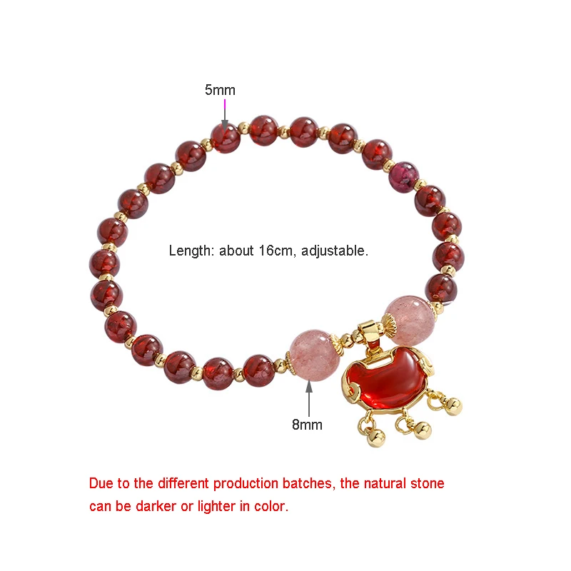 Браслеты в этническом стиле с бусинами из натурального красного граната и форме