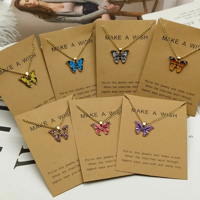 

New Fashion Women Necklace Korean Style Butterfly Pendant Necklace For Girl Cute Lovely Neck Jewelry Gift Wholesale Dropshipping