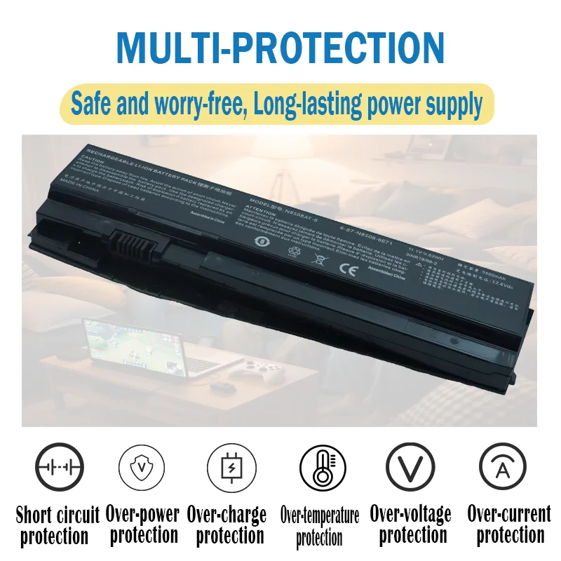 Фото N850BAT-6 Аккумулятор для ноутбука CLEVO N850 N850HC N850HJ N870HC N870HJ1 N850HN HASEE Z7M-KP7G1 Z7M-KP7S1 Z7M-KP7GT 11,1 В 62 Втч №2