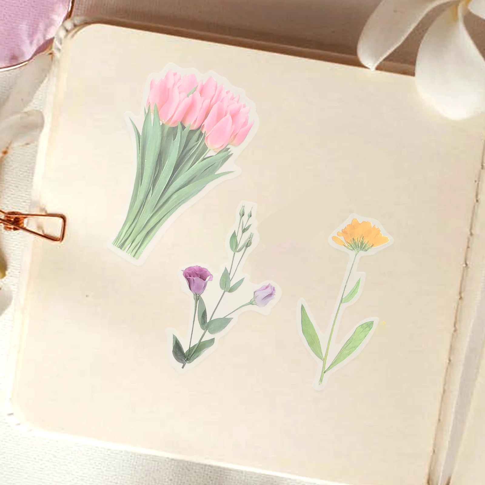 

3 Bags Floral Stickers Scrapbooking Flower Stickers Waterproof Flower Stickers