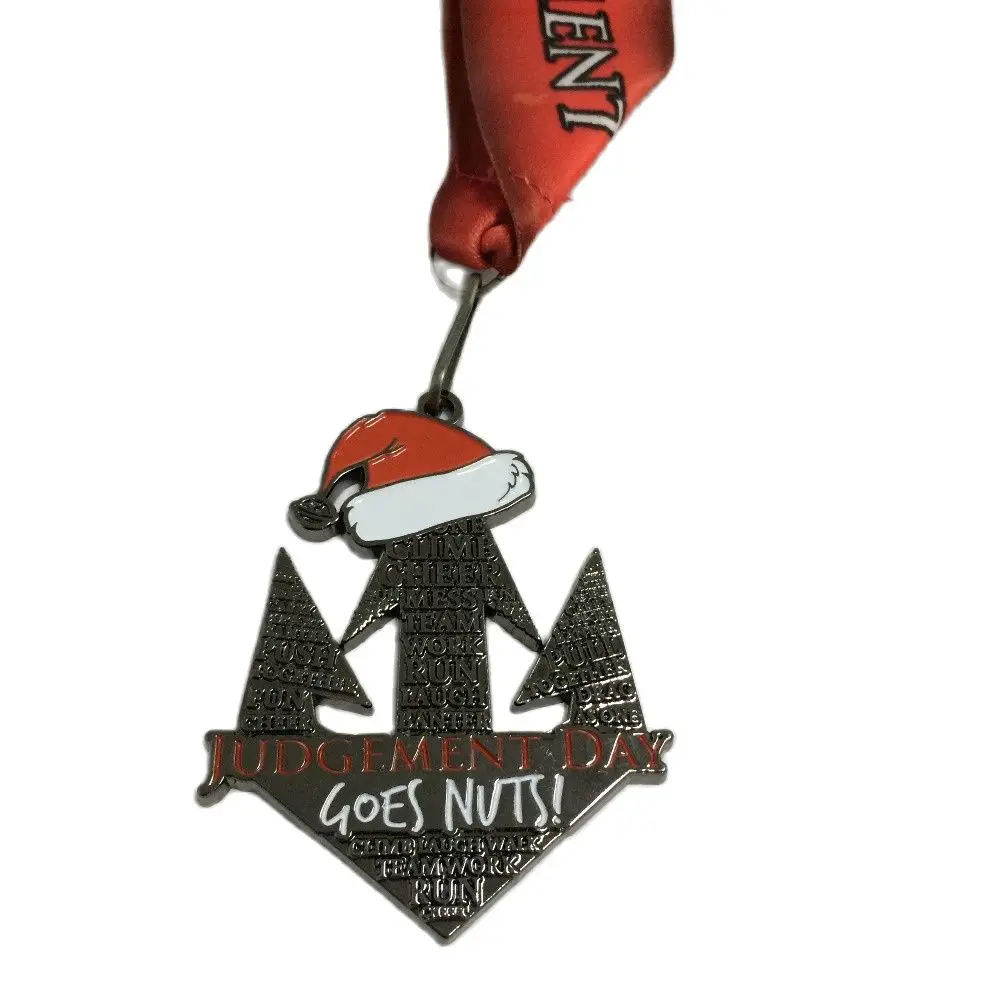 

custom zinc alloy metal medal for festival in soft enamel with medal lanyard --57.2mm diameter--200pcs