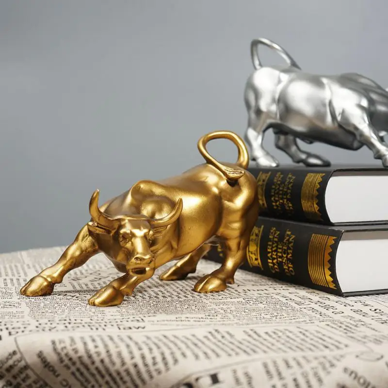 

Cow Statue Gold Safe Harmless Imitation Variety Usage Handmade Porch Decorative Wall Street Cattle Ornaments Sliver Resin