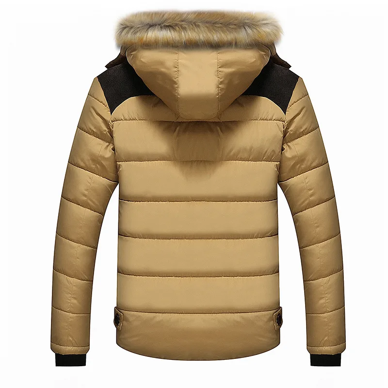 Mens Parkas Cotton-padded Jacket Large Size 5XL 6XL Splicing Hooded Fur Collar Warm Overcoat Autumn Winter Casual Ropa De Hombre