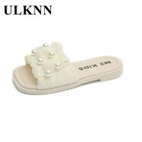 girls flats slippers baby white outer wear chlid slippers 2022 kids summer blue shoes princess wave point shoes