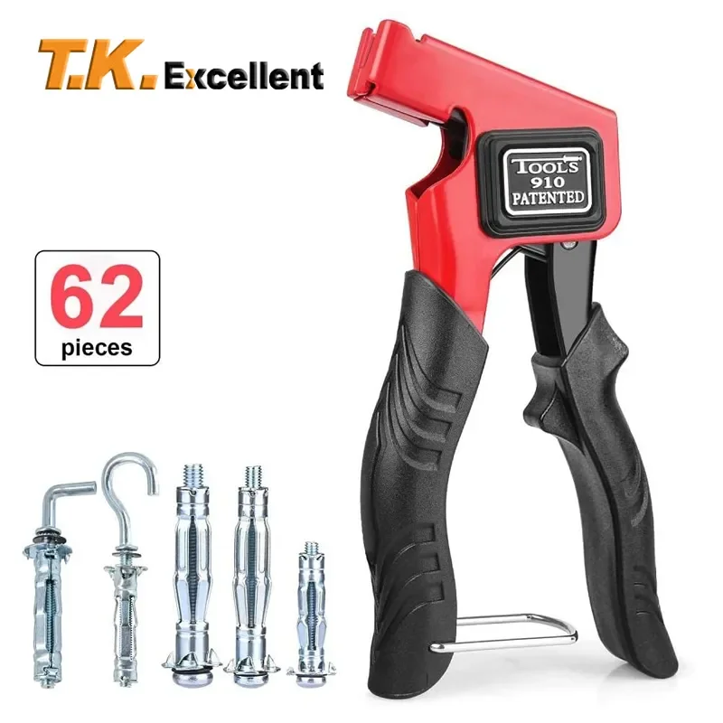 

62Pcs Hollow Drive Wall Anchor Screws Heavy Duty Metal Setting Tool Hollow Wall Molly Bolt Anchors Gun Kit Steel Nails Guns