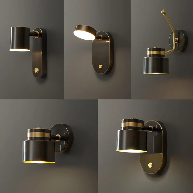 Новые настенные лампы полностью медная лампа для спальни прикроватной тумбочки