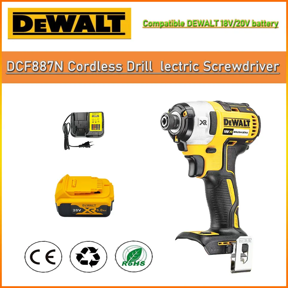 

DEWALT DCF887N 18V Impact Driver Lithium-ion 205NM Brushless Motor Power Tool 1/4 inches Cordless Drill Electric Screwdriver