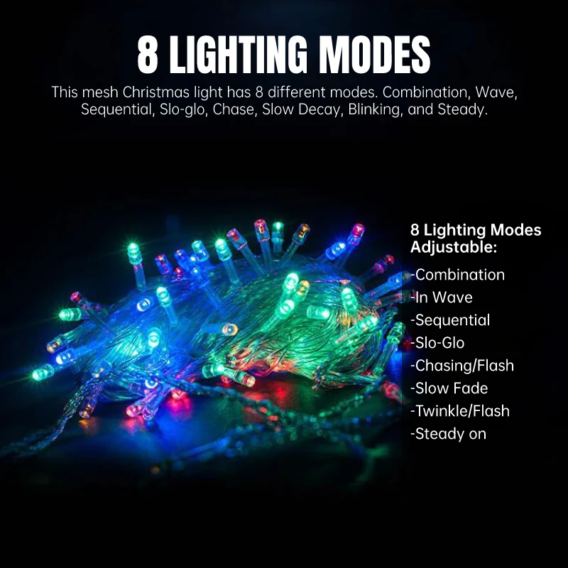 

8 Lighting Modes Wedding Party Garland Light Solar Panel Party Wedding New Year Garland Outdoor Garden Decoration Waterproof