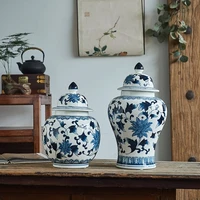 vintage hand painted ceramic jar sealed tea box porcelain craft living room ornament art floral general jar home decor modern