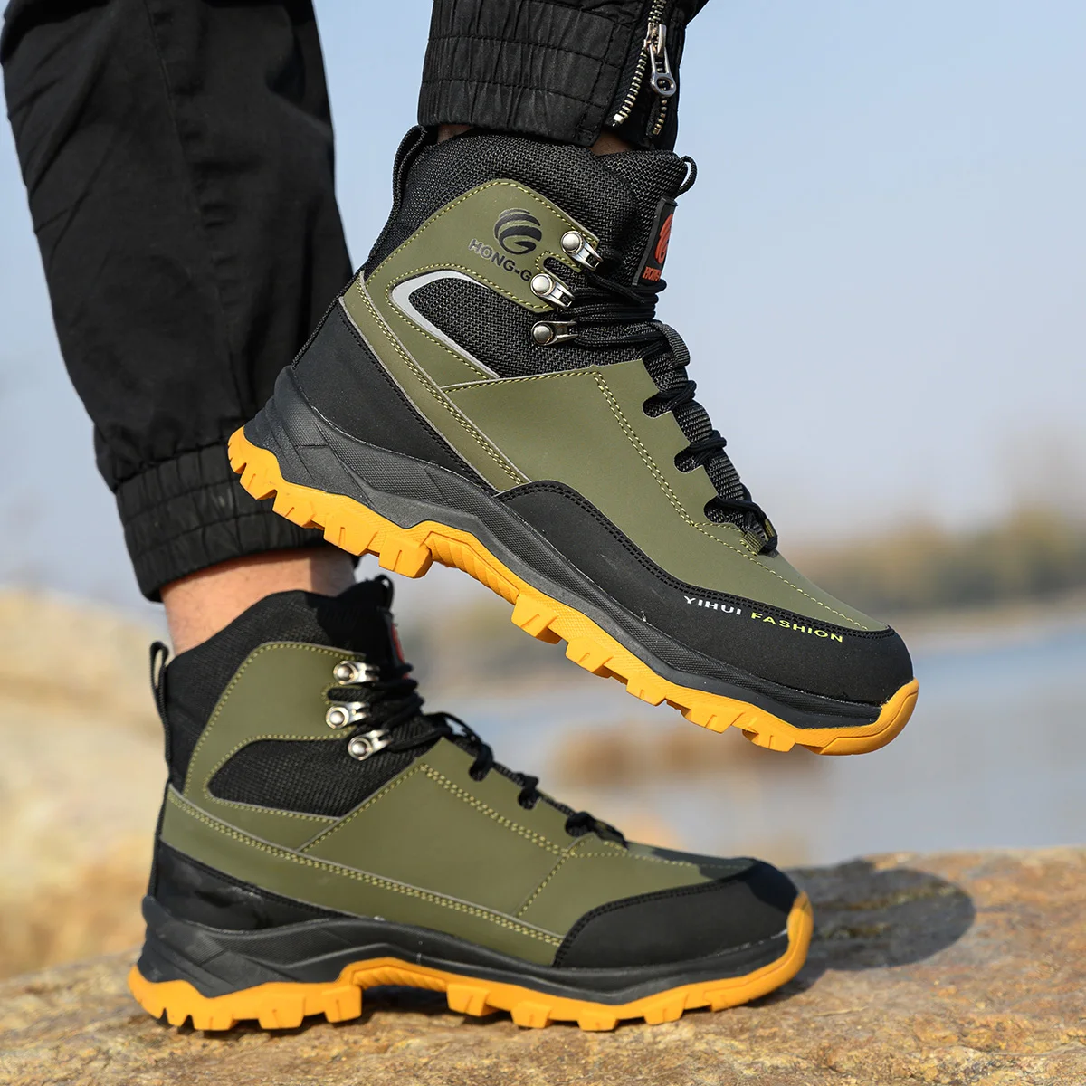 Мужские защитные ботинки со стальным носком износостойкие рабочие защита от