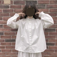 qweek kawaii shirt harajuku blouses japanese korean style white shirt lolita ruffle tops loose sweet soft girl long sleeve cute